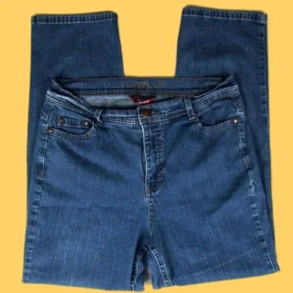 Charter Club Slim It Up Petite Women's Jeans 32 Waist Blue Denim Straight Leg